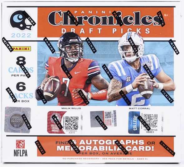 2022 Panini Chronicles Draft Picks Football Checklist, Hobby Box Info