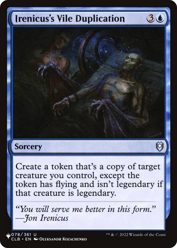 Irenicus's Vile Duplication - CLB Reprint (PLST)