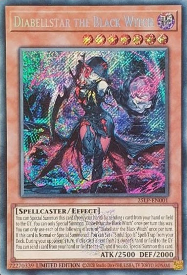 Diabellstar the Black Witch (ESR) - 25LP-EN001 - Emblazoned Secret Rare - Limited Edition