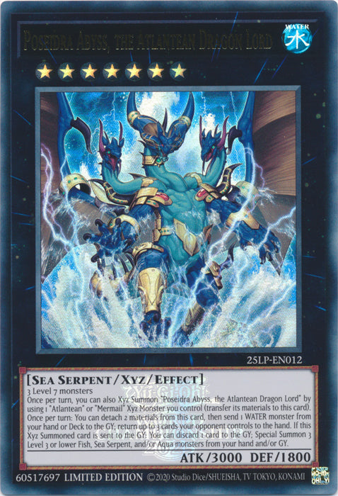 Poseidra Abyss, the Atlantean Dragon Lord (EUR) - 25LP-EN012 - Emblazoned Ultra Rare - Limited Edition
