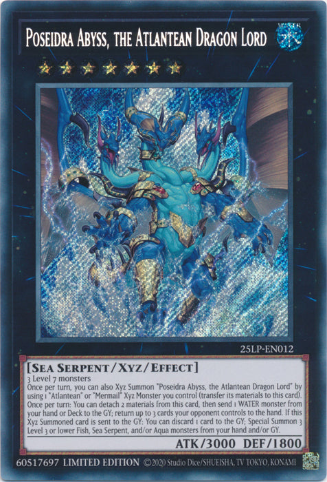 Poseidra Abyss, the Atlantean Dragon Lord (SCR) - 25LP-EN012 - Secret Rare - Limited Edition