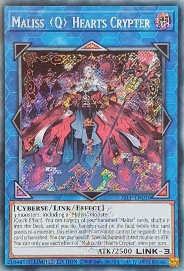 Maliss Q Hearts Crypter (ESR) - 25LP-EN016 - Emblazoned Secret Rare - Limited Edition