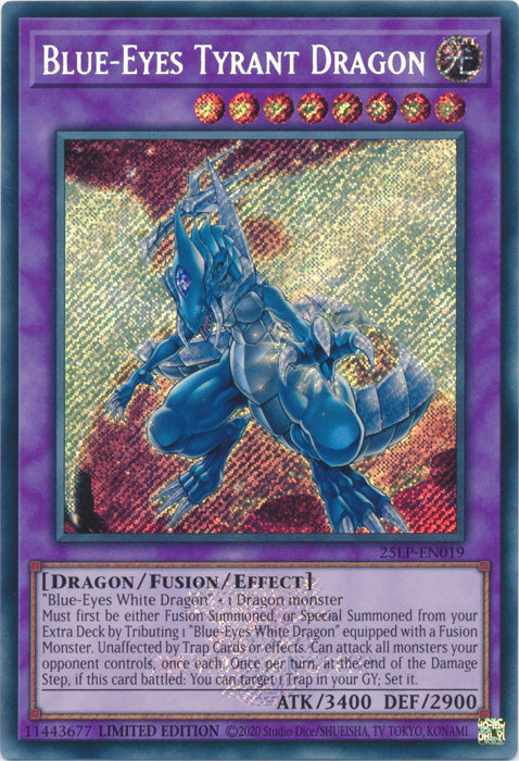 Blue-Eyes Tyrant Dragon (ESR) - 25LP-EN019 - Emblazoned Secret Rare - Limited Edition