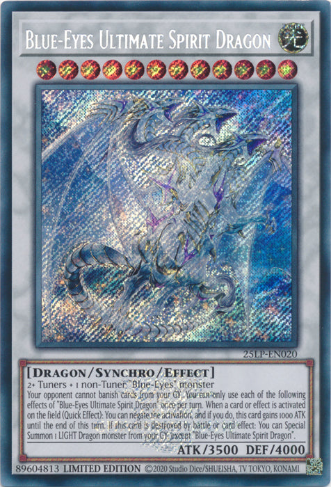 Blue-Eyes Ultimate Spirit Dragon (ESR) - 25LP-EN020 - Emblazoned Secret Rare - Limited Edition