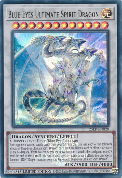 Blue-Eyes Ultimate Spirit Dragon (EUR) - 25LP-EN020 - Emblazoned Ultra Rare - Limited Edition
