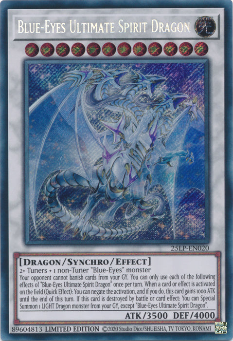 Blue-Eyes Ultimate Spirit Dragon (SCR) - 25LP-EN020 - Secret Rare - Limited Edition