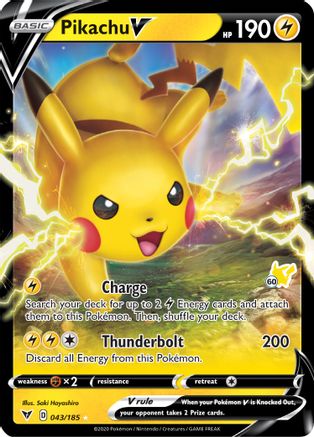 Pikachu V (#60 Pikachu Stamped) - 043/185 - Holo Rare