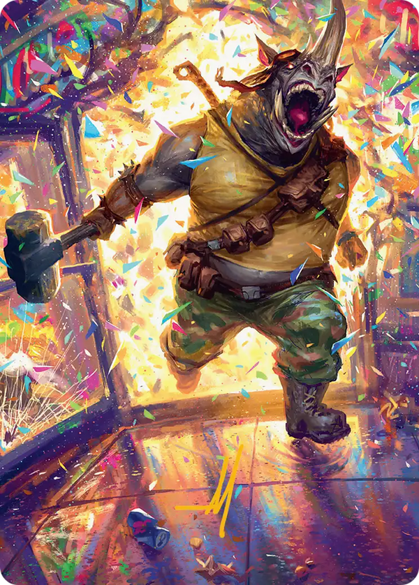 Rocksteady, Rowdy Rhino // Rocksteady, Rowdy Rhino (ATMT) - Gold Stamped Art Card
