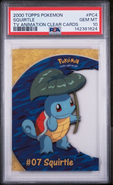 SQUIRTLE (PC4) - TOPPS POKEMON TV ANIMATION CLEAR CARDS - TV ANIMATION CLEAR CARDS - GEM MT 10