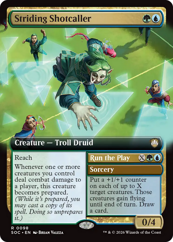 Striding Shotcaller // Run the Play - Extended Art (SOC)