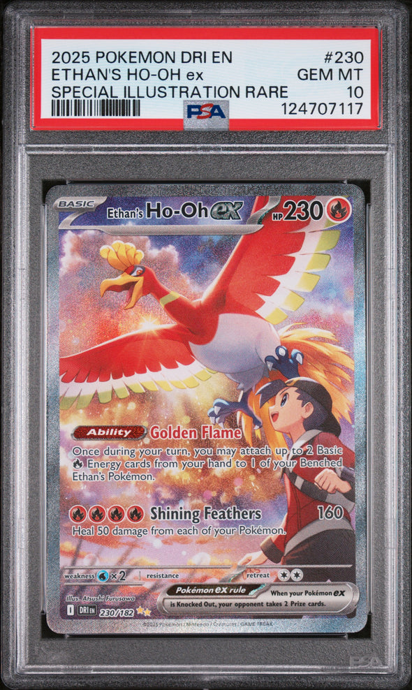 ETHAN'S HO-OH ex (230) - POKEMON DRI EN-DESTINED RIVALS - SPECIAL ILLUSTRATION RARE - GEM MT 10