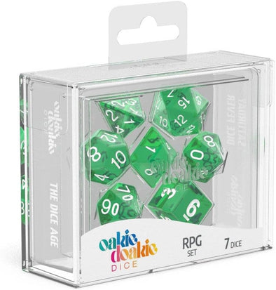 Oakie Doakie Dice Set - 7 Piece - Translucent - Green