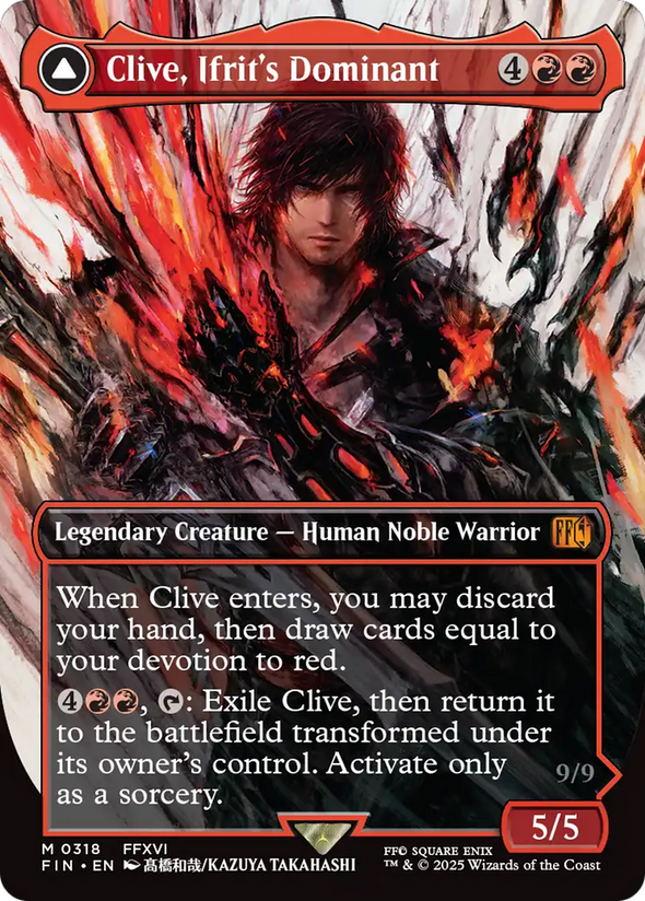Clive, Ifrit's Dominant // Ifrit, Warden of Inferno - Borderless Artist Card (FIN)