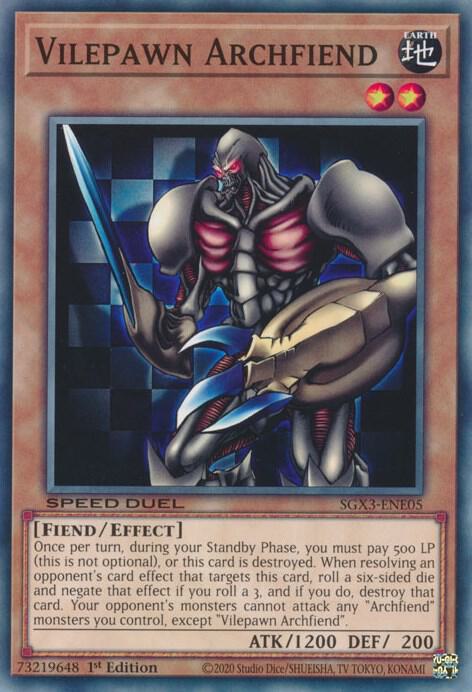 Vilepawn Archfiend - SGX3-ENE05 - Common - 1st Edition