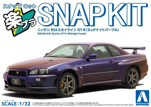 Aoshima - Snap-Kit - Nissan R34 Skyline GT-R (Midnight Purple III) 1/32 [20046]