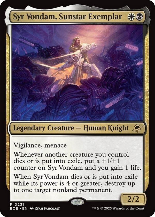Syr Vondam, Sunstar Exemplar (EOE)