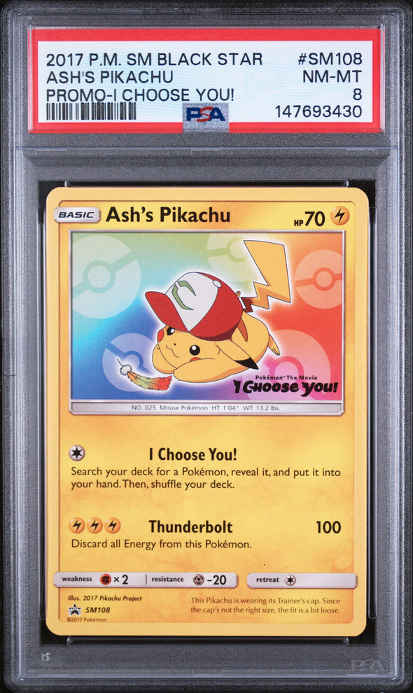 ASH'S PIKACHU (SM108) - POKEMON SM BLACK STAR PROMO - PROMO-I CHOOSE YOU! - NM-MT 8
