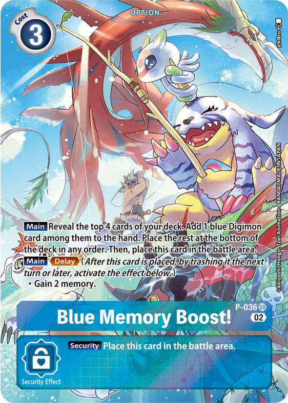 Blue Memory Boost! (Alternate Art) (Digimon Adventure Box 2) - P-036 - Super Rare