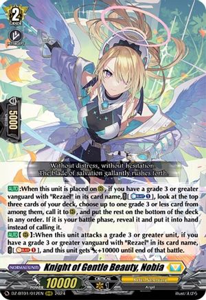 Knight of Gentle Beauty, Nobia - DZ-BT01/012EN - Triple Rare