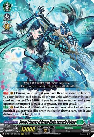 Sword Princess of Dream Blade, Lascaria Veleno - DZ-BT01/013EN - Triple Rare