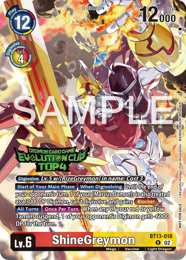 ShineGreymon (2024 Evolution Cup Top 4) - BT13-018 - Rare