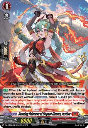 Dancing Princess of Elegant Flames, Justina - DZ-BT02/021EN - Double Rare