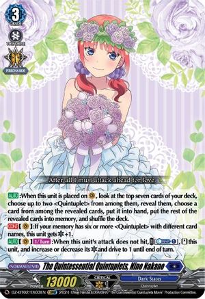 The Quintessential Quintuplets, Nino Nakano (EXRRR) - DZ-BT02/EX03EN - Extra Triple Rare