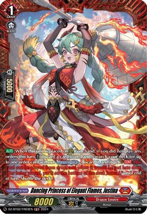 Dancing Princess of Elegant Flames, Justina (FR) - DZ-BT02/FR03EN - Frame Rare