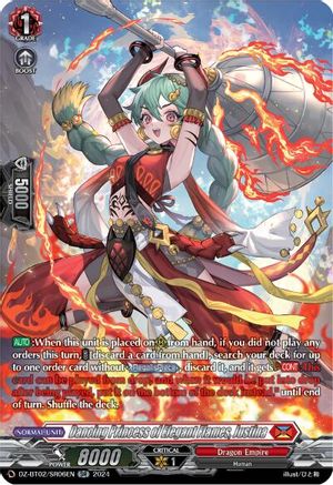 Dancing Princess of Elegant Flames, Justina (SR) - DZ-BT02/SR06EN - Silver Rare