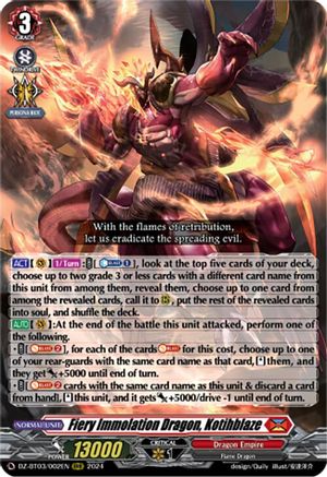 Fiery Immolation Dragon, Kotihblaze - DZ-BT03/002EN - Triple Rare