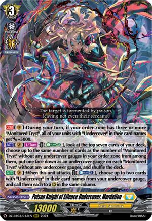 Poison Knight of Silence Undercover, Mordalion - DZ-BT03/013EN - Triple Rare
