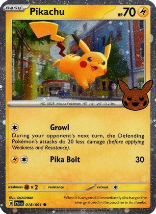 Pikachu - 018/091 - Holo Rare (Trick or Trade BOOster Bundle)