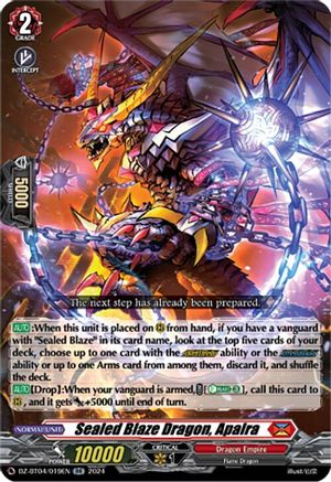 Sealed Blaze Dragon, Apalra - DZ-BT04/019EN - Double Rare