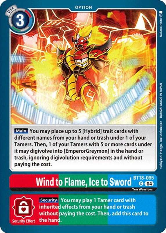 Wind to Flame, Ice to Sword - BT18-095 - Common
