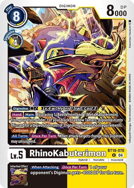 RhinoKabuterimon - BT18-070 - Uncommon