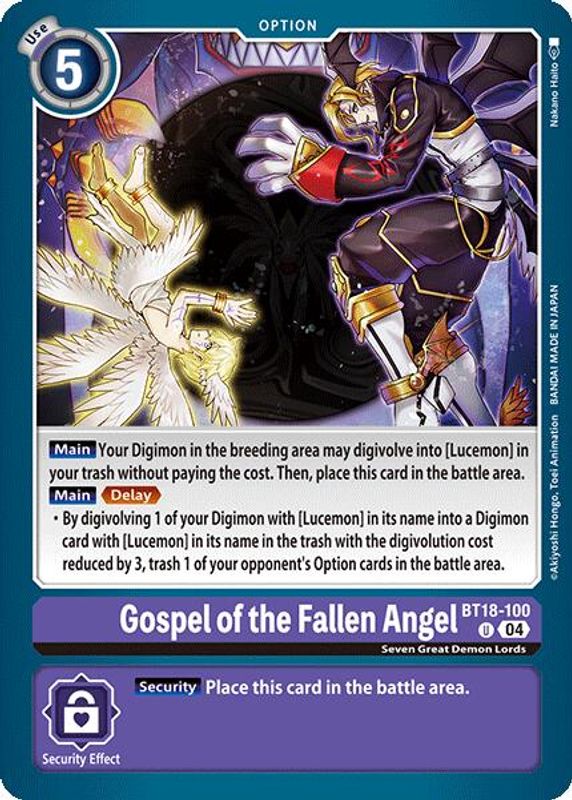 Gospel of the Fallen Angel - BT18-100 - Uncommon