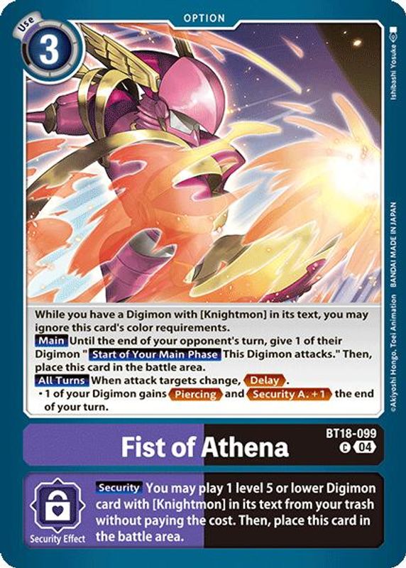 Fist of Athena - BT18-099 - Common