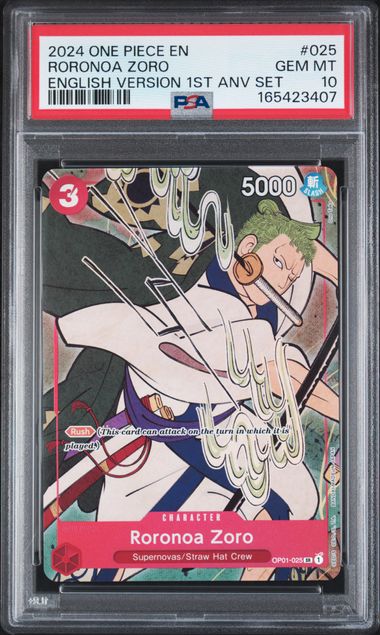 RORONOA ZORO (OP01-025) - 2024 ONE PIECE ENGLISH VERSION 1ST ANNIVERSARY SET - PROMO - GEM MT 10
