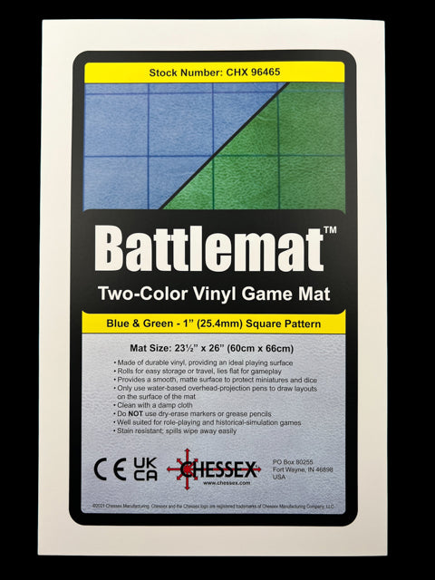 Chessex - Reversible Battlemat 1" Squares - 26"x23.5" - Blue/Green (CHX96465)