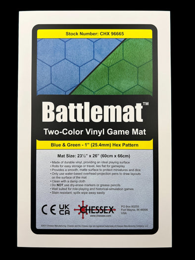 Chessex - Reversible Battlemat 1" Hexes - 26"x23.5" - Blue/Green (CHX96665)