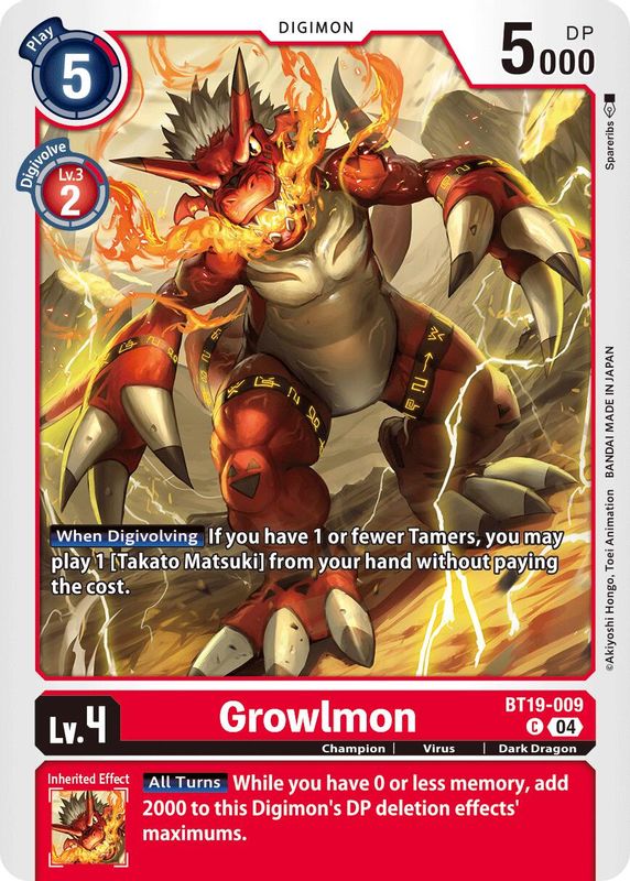 Growlmon (Block 4) - BT19-009 - Common