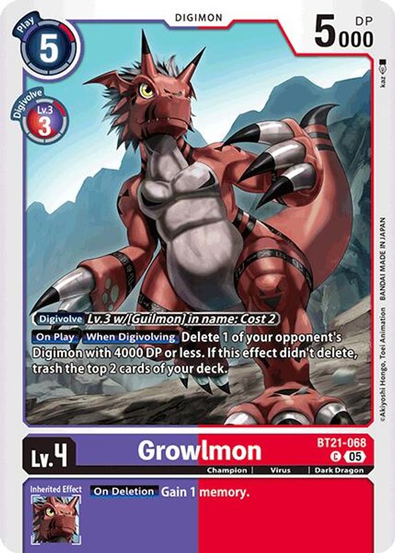 Growlmon - BT21-068 - Common