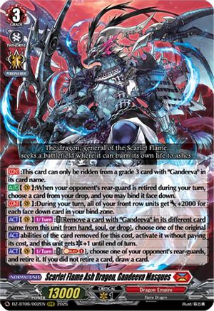 Scarlet Flame Ash Dragon, Gandeeva Masques - DZ-BT06/002EN - Triple Rare