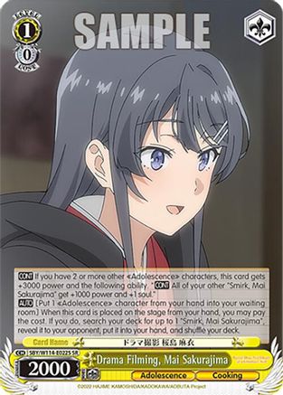 Drama Filming, Mai Sakurajima (SR) - SBY/W114-E022SSR - Super Rare