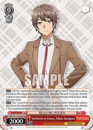 Sentiments to Convey, Sakuta Azusagawa (SR) - SBY/W114-E057SSR - Super Rare