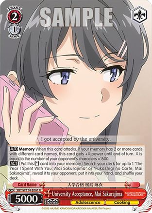 University Acceptance, Mai Sakurajima - SBY/W114-E061U - Uncommon