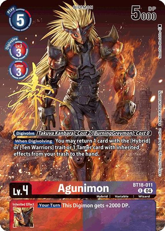 Agunimon (Rare Pull) - BT18-011 - Rare