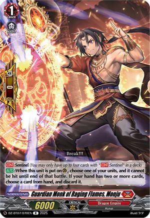Guardian Monk of Raging Flames, Monju - DZ-BT07/070EN - Rare