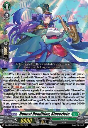 Honest Rendition, Sinceriete - DZ-BT08/015EN - Triple Rare
