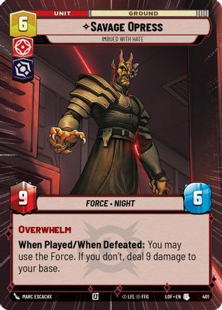 Savage Opress - Imbued With Hate (Hyperspace) - 401 - Uncommon